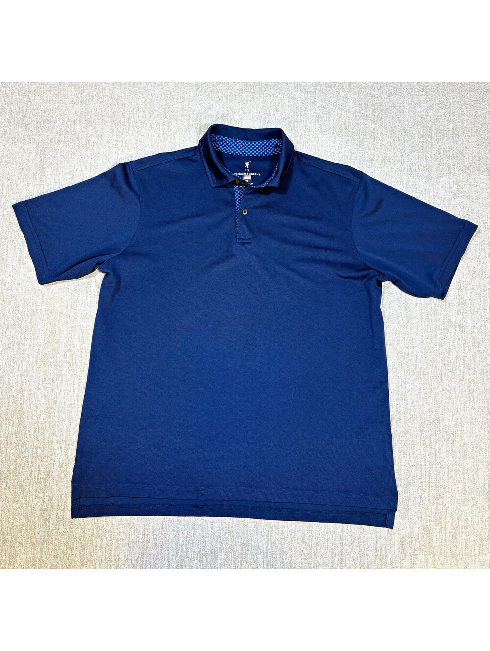 Fairway & Greene Mens M Navy Blue Textured Golf Polo Shirt Made in USA Jacquard